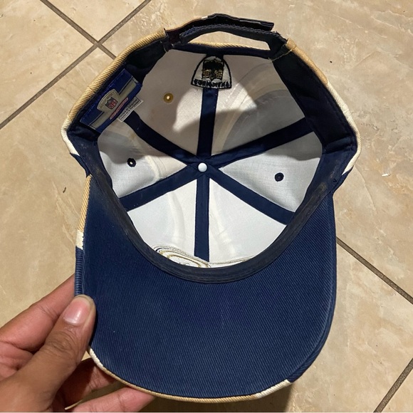 St. Louis Los Angeles Rams Reebok Strap Back Hat Adjustable Y2K NFL Blue Gold - Picture 2 of 4